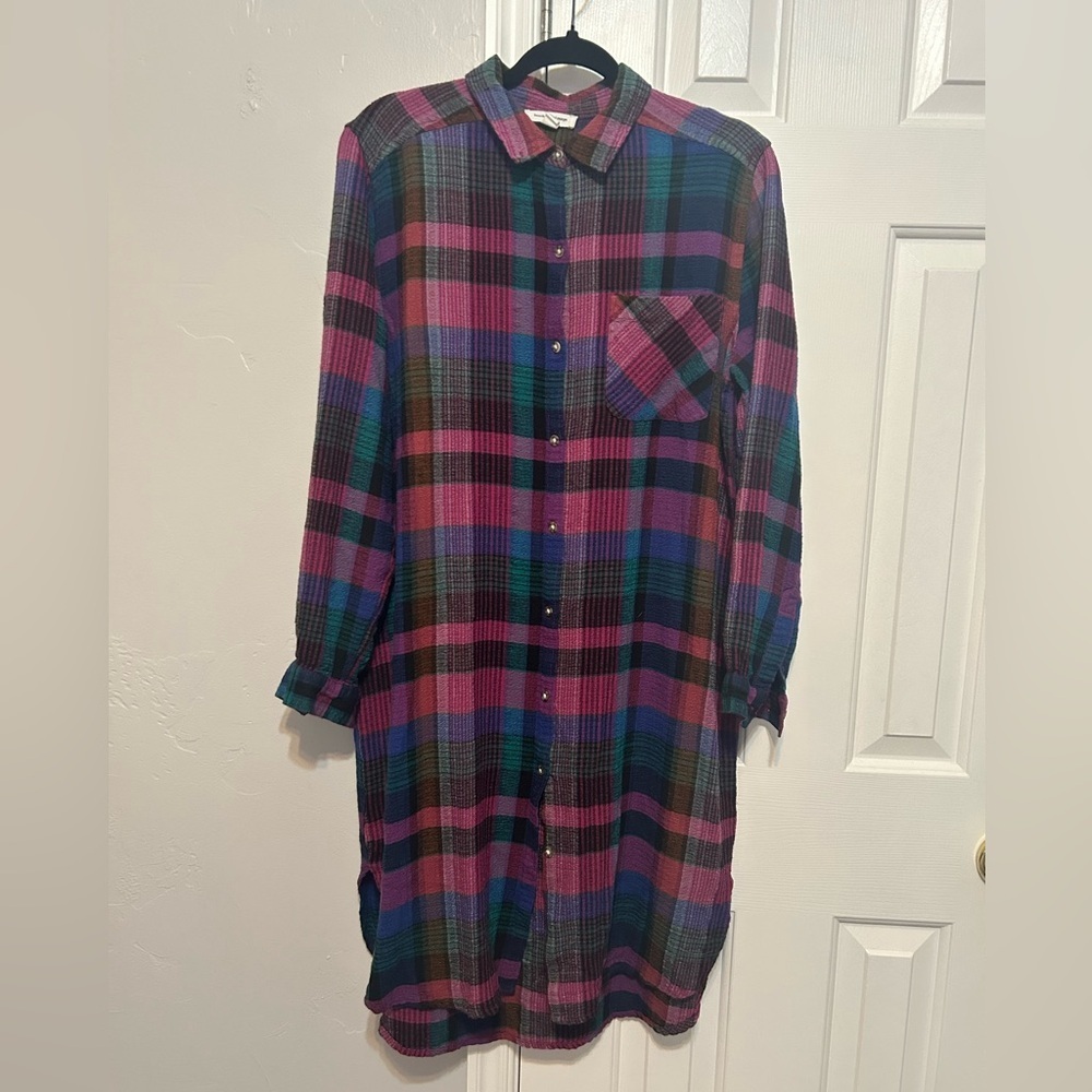 beachlunchlounge Multicolor Plaid Long Sleeve Dress
